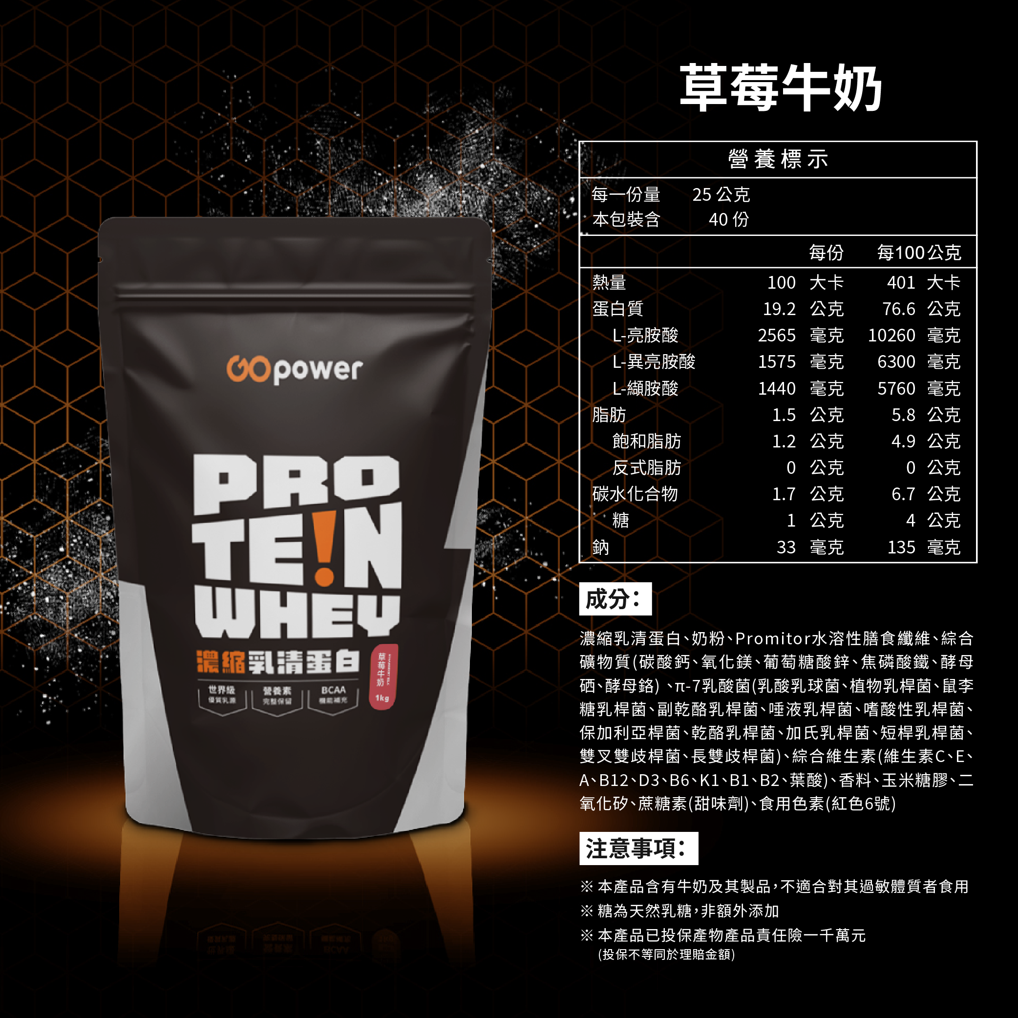 濃縮乳清蛋白-草莓牛奶-1KG