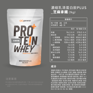 濃縮乳清蛋白 PLUS-芝麻拿鐵-1公斤