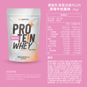 濃縮乳清蛋白 PLUS-草莓牛奶-1公斤